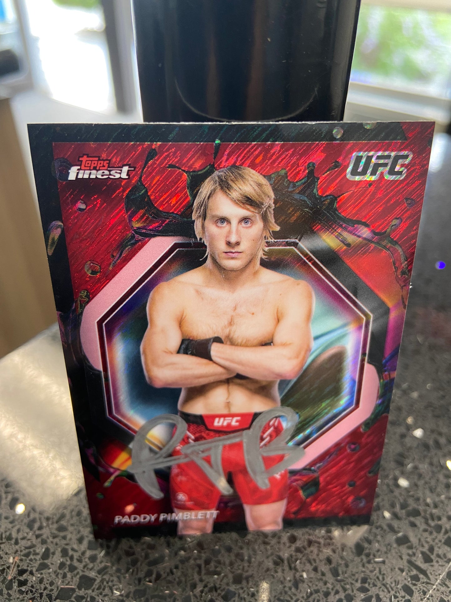 Card-Paddy Pimblett signed Topps Finest Red Shimmer