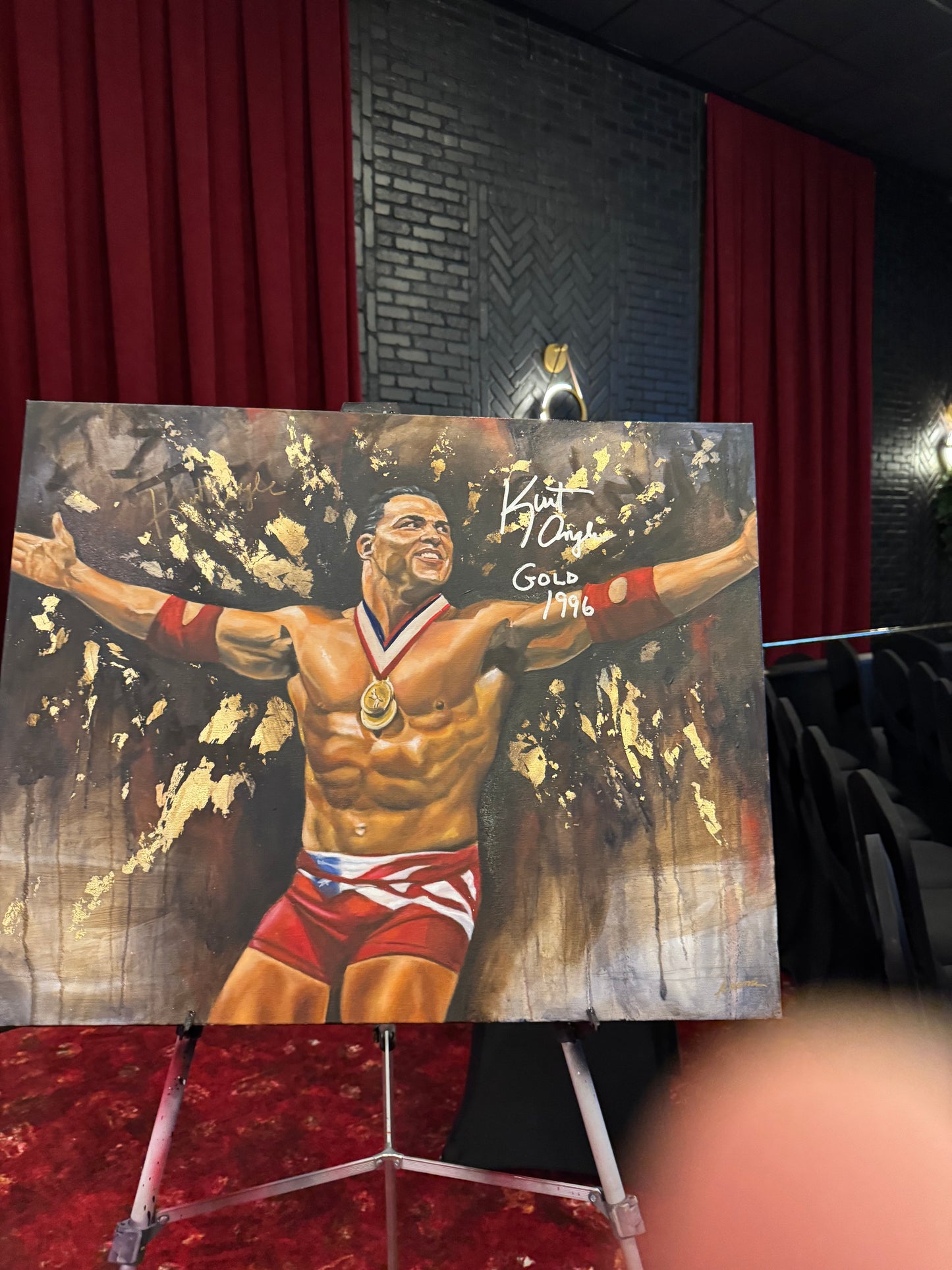Painting-Kurt Angle signed and inscribed original painting by Naomi