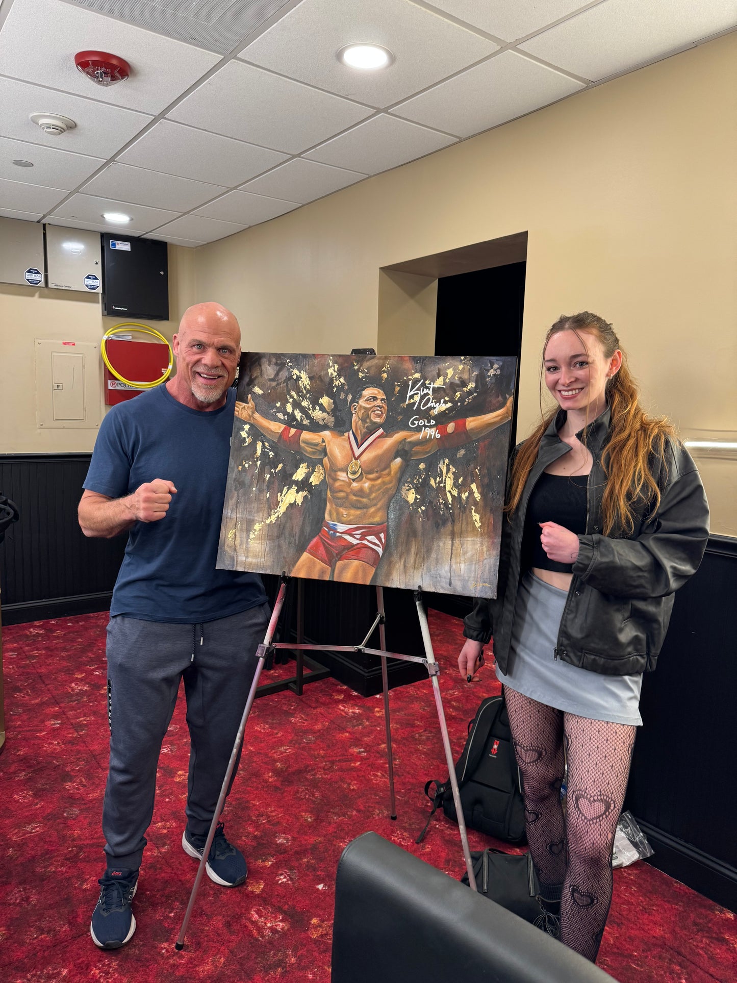 Painting-Kurt Angle signed and inscribed original painting by Naomi
