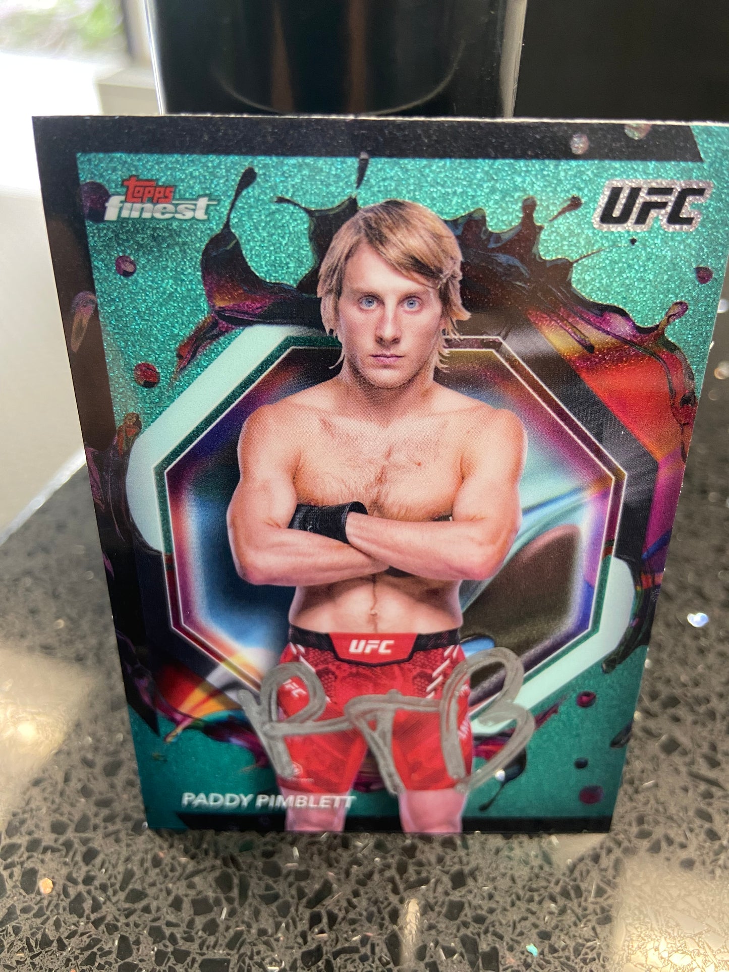 Card-Aqua Paddy Pimblett signed Topps Finest Trading Card